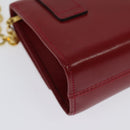 Salvatore Ferragamo Vala Chain Mini Shoulder Bag Leather Red Gold Auth 140616-16