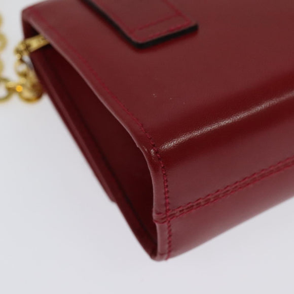 Salvatore Ferragamo Vala Chain Mini Schultertasche Leder Rot Gold Auth 140616