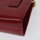Salvatore Ferragamo Vala Chain Mini Shoulder Bag Leather Red Gold Auth 140616-17
