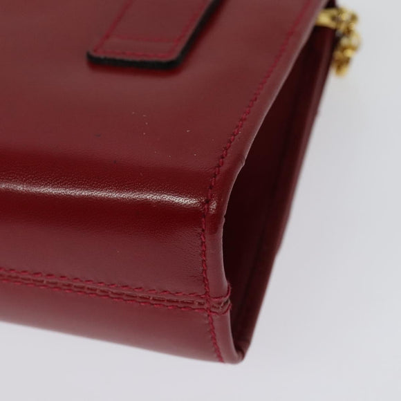 Salvatore Ferragamo Vala Chain Mini Shoulder Bag Leather Red Gold Auth 140616