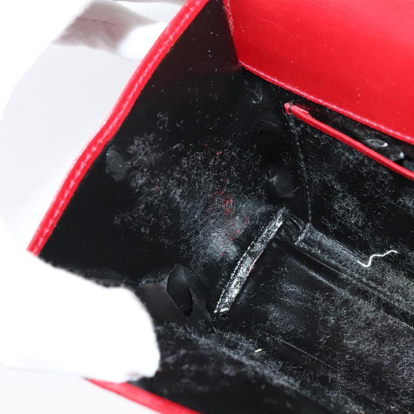 Salvatore Ferragamo Vala Chain Mini Shoulder Bag Leather Red Gold Auth 140616