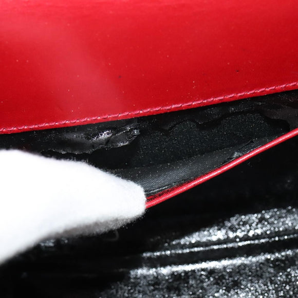 Salvatore Ferragamo Vala Chain Mini Shoulder Bag Leather Red Gold Auth 140616