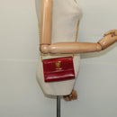 Salvatore Ferragamo Vala Chain Mini Shoulder Bag Leather Red Gold Auth 140616-20