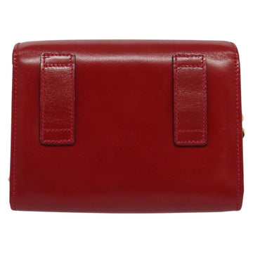 Salvatore Ferragamo Vala Chain Mini Shoulder Bag Leather Red Gold Auth 140616 - 0