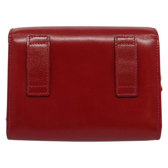 Salvatore Ferragamo Vala Chain Mini Schultertasche Leder Rot Gold Auth 140616