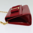 Salvatore Ferragamo Vala Chain Mini Shoulder Bag Leather Red Gold Auth 140616-3