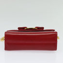 Salvatore Ferragamo Vala Chain Mini Shoulder Bag Leather Red Gold Auth 140616-5