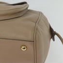 Salvatore Ferragamo Gancini Tote Bag Leather Beige Gold Auth 140617-14