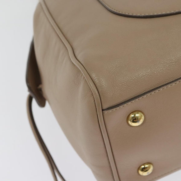 Salvatore Ferragamo Gancini Tote Bag Leather Beige Gold Auth 140617