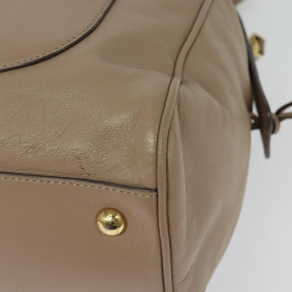 Salvatore Ferragamo Gancini Tote Bag Leather Beige Gold Auth 140617