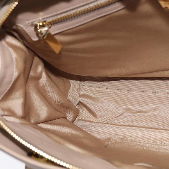 Salvatore Ferragamo Gancini Tote Bag Leather Beige Gold Auth 140617