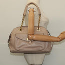 Salvatore Ferragamo Gancini Tote Bag Leather Beige Gold Auth 140617-22