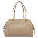 Salvatore Ferragamo Gancini Tote Bag Leather Beige Gold Auth 140617-2