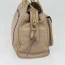 Salvatore Ferragamo Gancini Tote Bag Leather Beige Gold Auth 140617-3