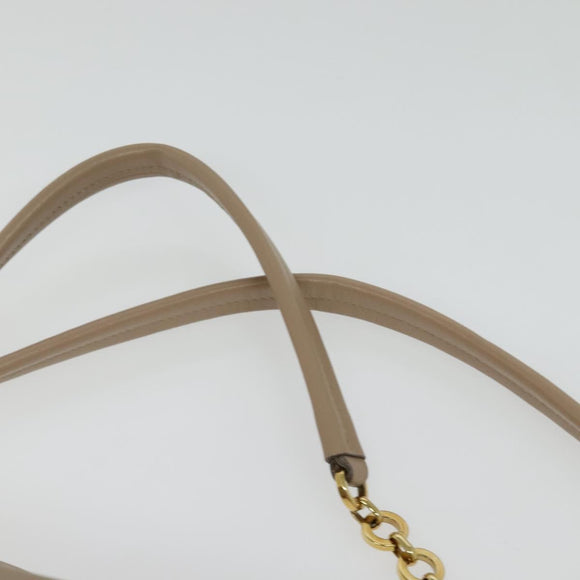 Salvatore Ferragamo Gancini Tote Bag Leather Beige Gold Auth 140617