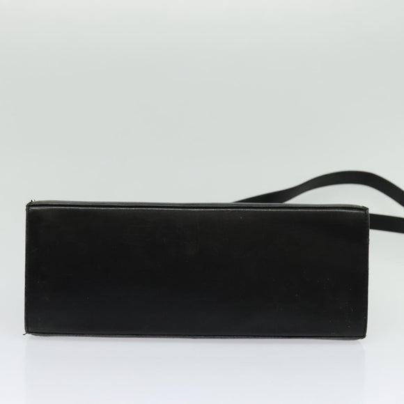 Salvatore Ferragamo Gancini Hand Bag Leather 2way Black Gold Auth 140618