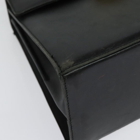 Salvatore Ferragamo Gancini Hand Bag Leather 2way Black Gold Auth 140618