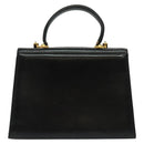Salvatore Ferragamo Gancini Hand Bag Leather 2way Black Gold Auth 140618-2