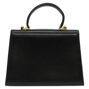 Salvatore Ferragamo Gancini Hand Bag Leather 2way Black Gold Auth 140618 - 0