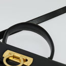 Salvatore Ferragamo Gancini Hand Bag Leather 2way Black Gold Auth 140618-14