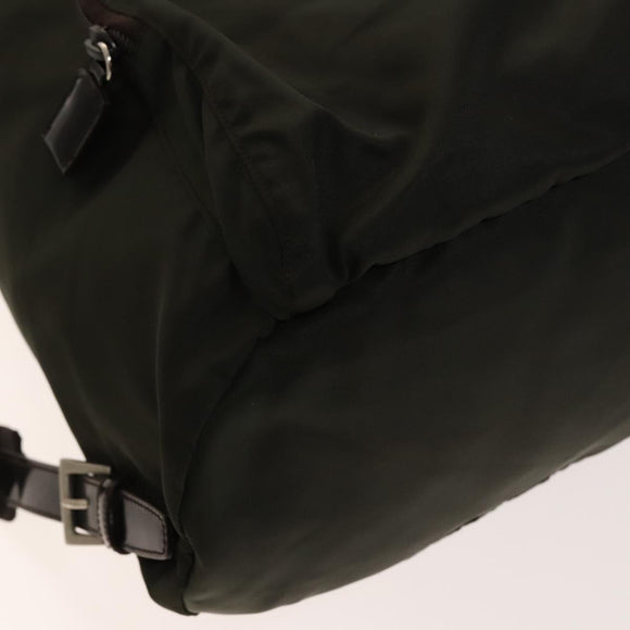 PRADA Backpack Nylon Khaki Silver Auth 140623