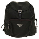 PRADA Backpack Nylon Khaki Silver Auth 140623-2