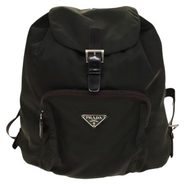 PRADA Backpack Nylon Khaki Silver Auth 140623 - 0