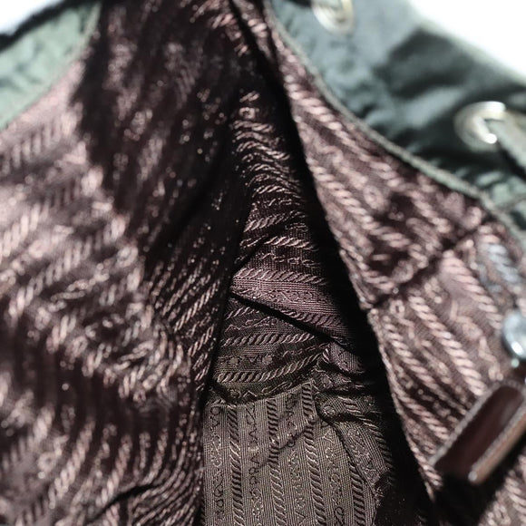 PRADA Backpack Nylon Khaki Silver Auth 140623