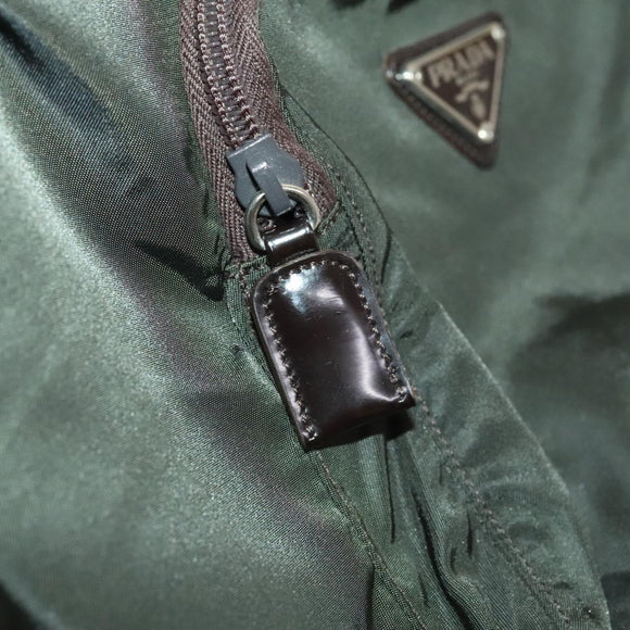 PRADA Backpack Nylon Khaki Silver Auth 140623