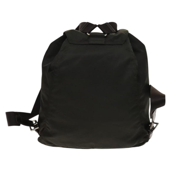 PRADA Backpack Nylon Khaki Silver Auth 140623