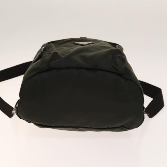PRADA Backpack Nylon Khaki Silver Auth 140623