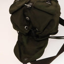 PRADA Backpack Nylon Khaki Silver Auth 140624-21