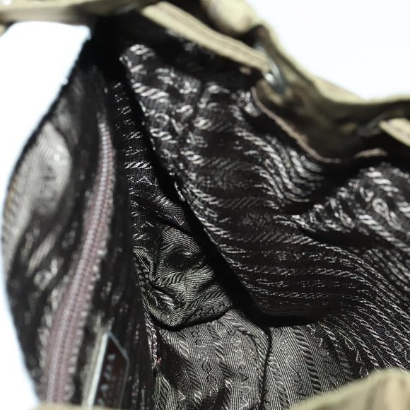 PRADA Backpack Nylon Khaki Silver Auth 140624