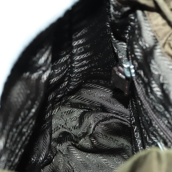 PRADA Backpack Nylon Khaki Silver Auth 140624