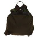 PRADA Backpack Nylon Khaki Silver Auth 140624-2