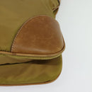 PRADA Shoulder Bag Nylon Leather Beige Gold Auth 140625-15