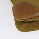 PRADA Shoulder Bag Nylon Leather Beige Gold Auth 140625-16