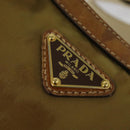 PRADA Shoulder Bag Nylon Leather Beige Gold Auth 140625-18
