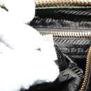 PRADA Shoulder Bag Nylon Leather Beige Gold Auth 140625-12