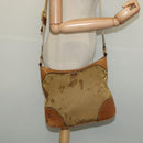 PRADA Shoulder Bag Nylon Leather Beige Gold Auth 140625-23