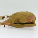 PRADA Shoulder Bag Nylon Leather Beige Gold Auth 140625-3