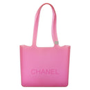 CHANEL Tote Bag Rubber Pink CC Auth 140632-13