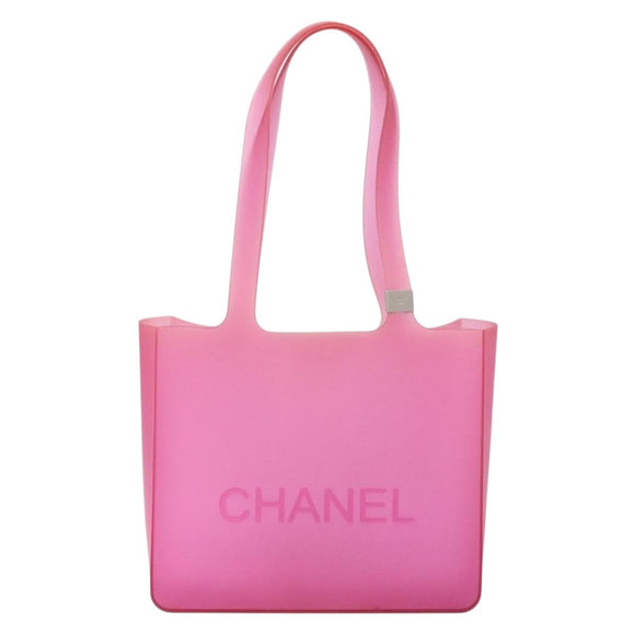 CHANEL Tote Bag Rubber Pink CC Auth 140632