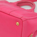 PRADA Canapa PM Hand Bag Canvas Pink Gold Auth 140634-14