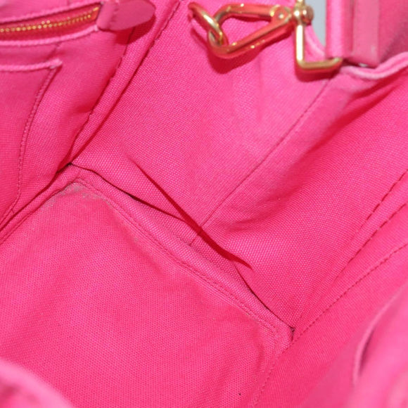 PRADA Canapa PM Hand Bag Canvas Pink Gold Auth 140634