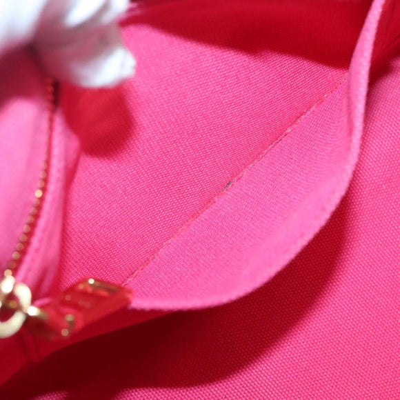 PRADA Canapa PM Hand Bag Canvas Pink Gold Auth 140634