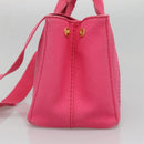 PRADA Canapa PM Hand Bag Canvas Pink Gold Auth 140634-5