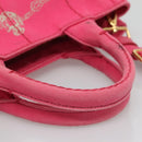 PRADA Canapa PM Hand Bag Canvas Pink Gold Auth 140634-7