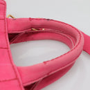 PRADA Canapa PM Hand Bag Canvas Pink Gold Auth 140634-8