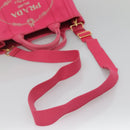 PRADA Canapa PM Hand Bag Canvas Pink Gold Auth 140634-9
